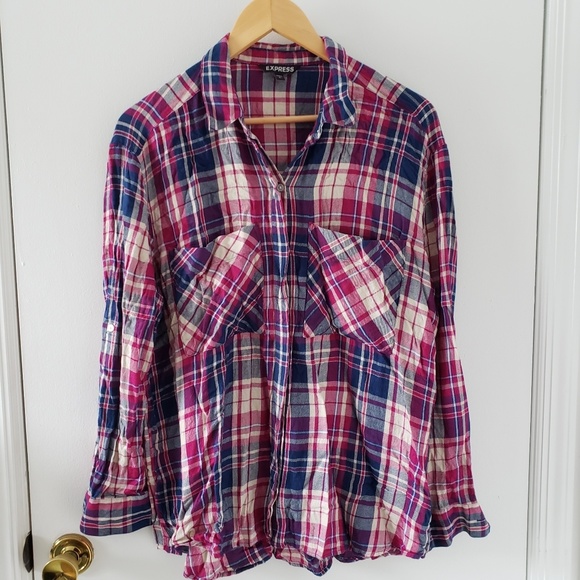 Express Tops - Express || Plaid Button Down Top